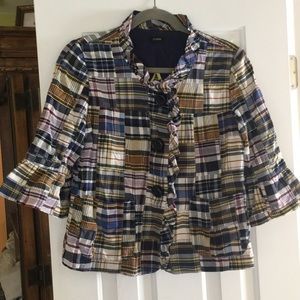J. Crew plaid 3/4 sleeve jacket